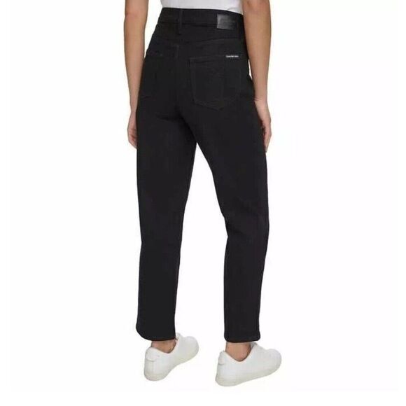 NWT Calvin Klein Women's High Rise Straight Leg Jeans Jet Black 29" Inseam, Sz 6 - Picture 1 of 8